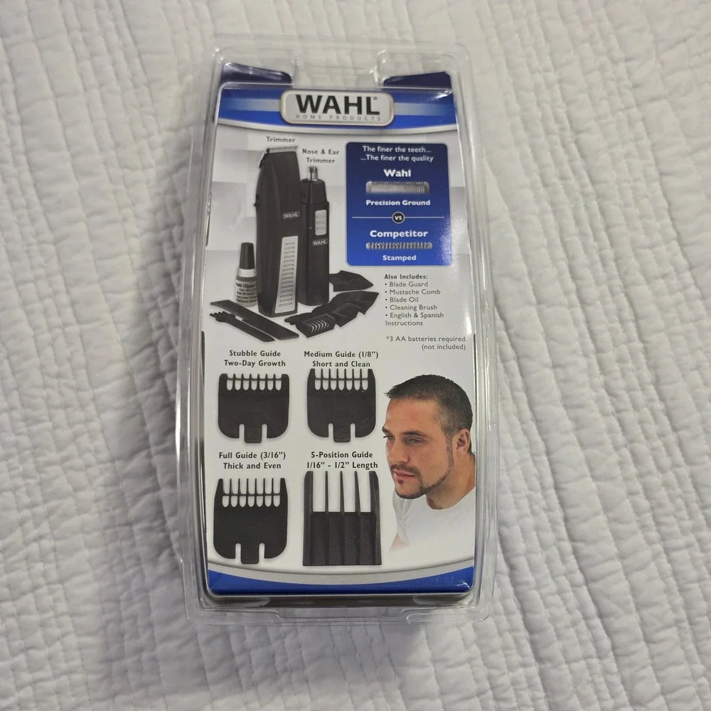 Wahl Beard Battery Trimmer Grooming Kit Nose Ear Trimmer 5537-1801 NWT 9 Lengths